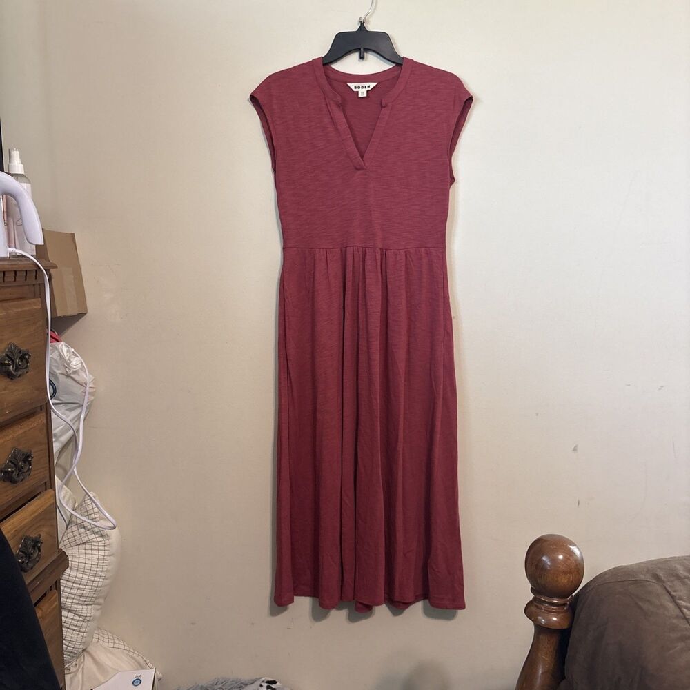 Boden red Chloe notch neck jersey midi dress 2 Petite Sleeveless